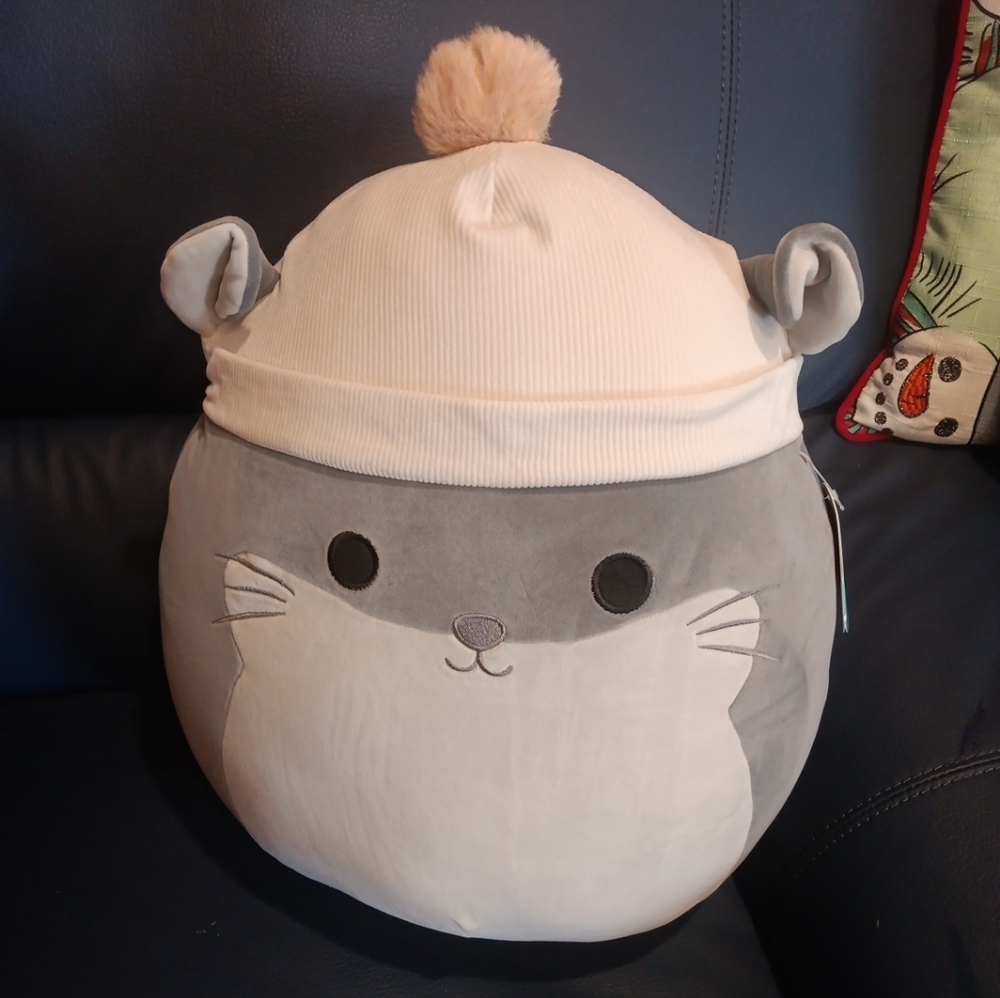 Squishmallows 16 Inch Camilo The Grey Chinchilla With Beanie